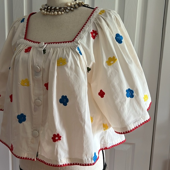 Caroline Constas Embroidered trim and floral motif Top - Picture 14 of 16